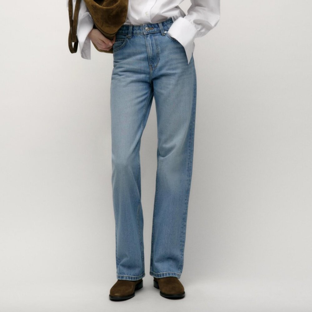 Zara High Waisted Straight Leg Jeans